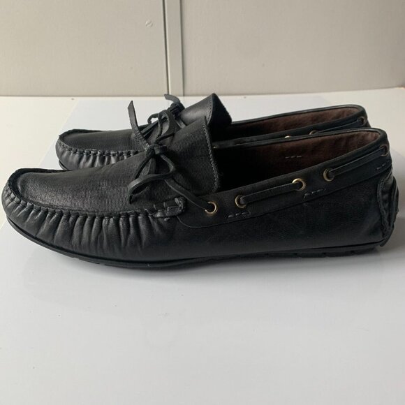 Made‎ ITALY BACCO BUCCI Muse Black Leather Bow Loafers Driver Shoes Men's Sz 11 - Picture 7 of 12